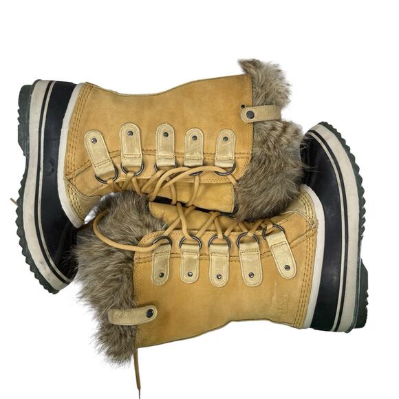 Sorel Joan Of Arctic Warm Winter Boots Waterproof Leather Faux Fur Cuff Size 6 - Picture 7 of 11